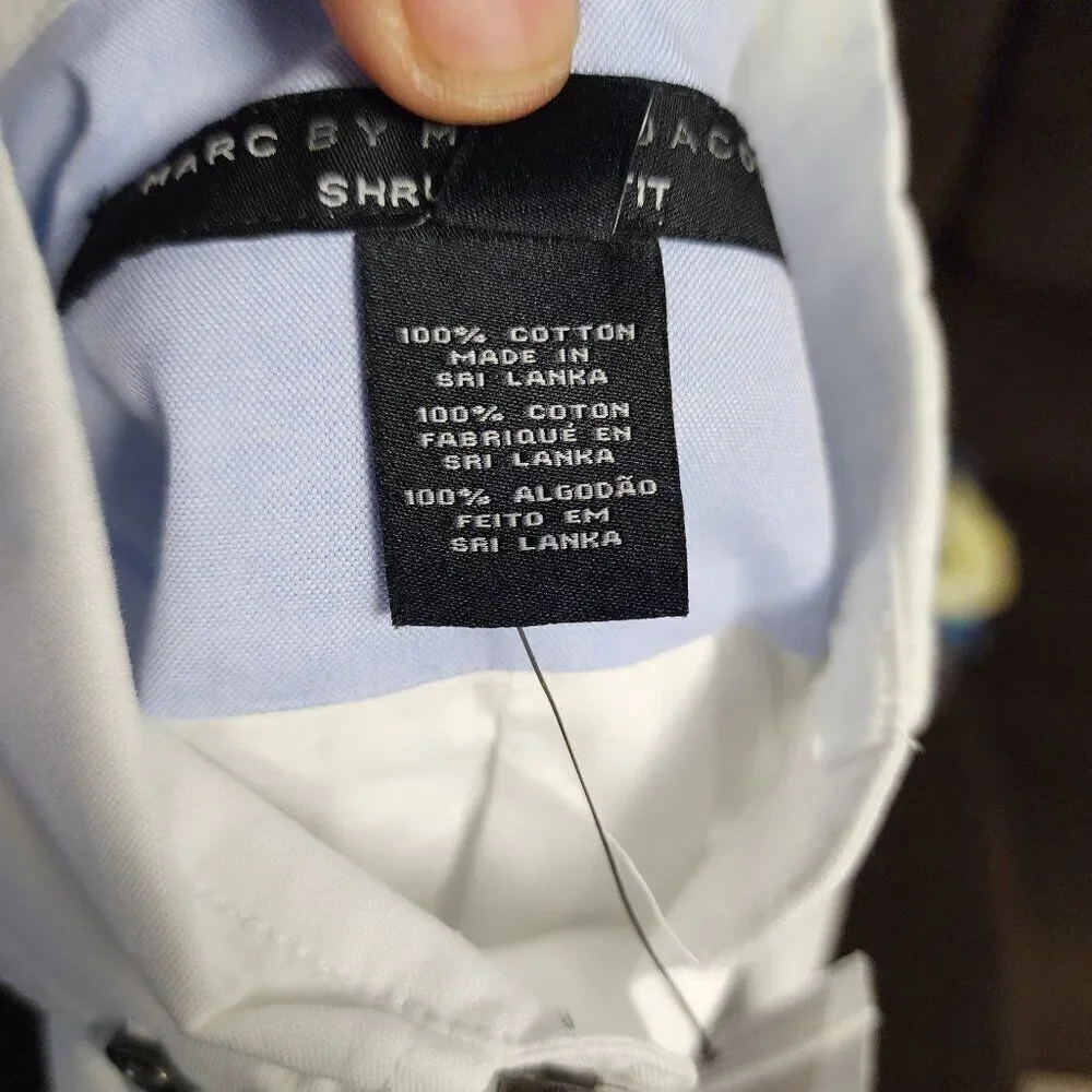 Marc by Marc Jacobs Shrunken Fit Button Down Shirt White With Blue NWT